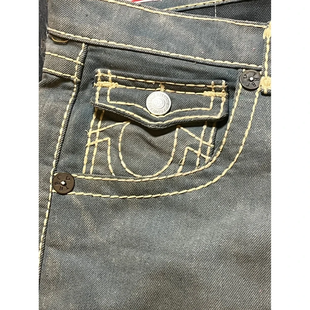 True Religion Joey Super T Grey Flare Jeans Mens 40 Made in USA Low Rise Denim